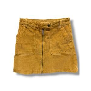 Size XS BP Coduroy Mini Skirt Zip Front Mustard Yellow 16" Length